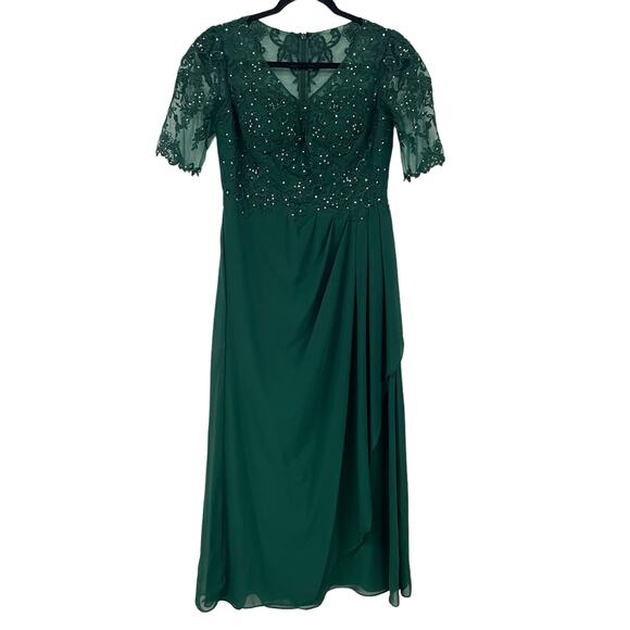 Oleg Cassini Dresses & Skirts - Oleg Cassini by David's Bridal Short Sleeve Juniper Green Formal Gown Women's 8